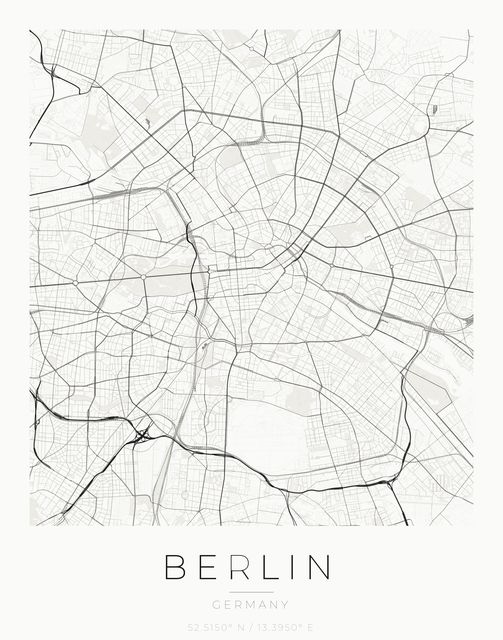 Berlin city map poster, Ink palette