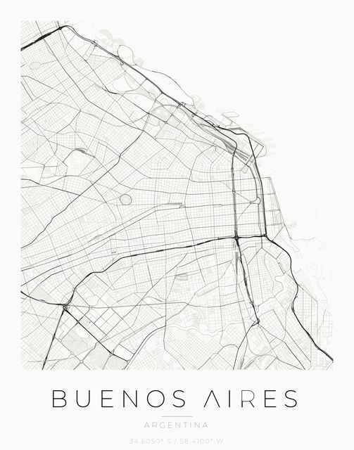 Buenos Aires city map poster, Ink palette