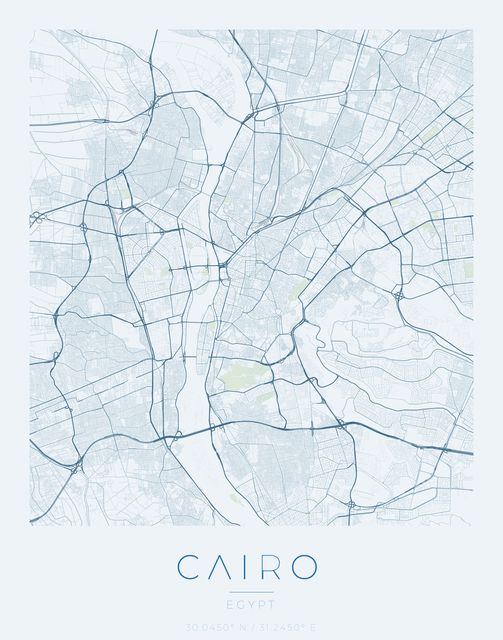 Cairo city map poster, Harbor Blue palette