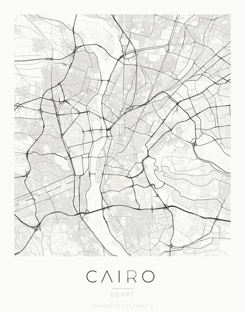 Cairo city map poster, Ink palette