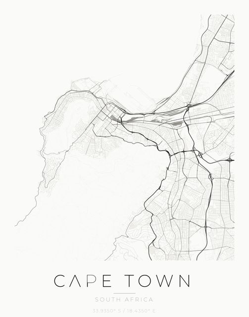 Cape Town city map poster, Ink palette