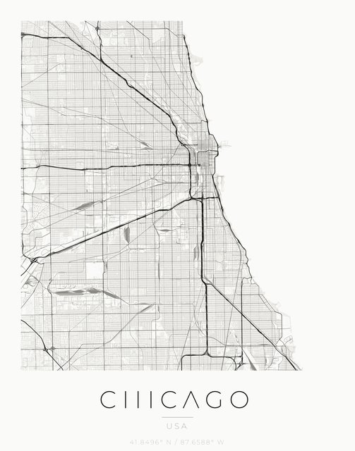 Chicago city map poster, Ink palette