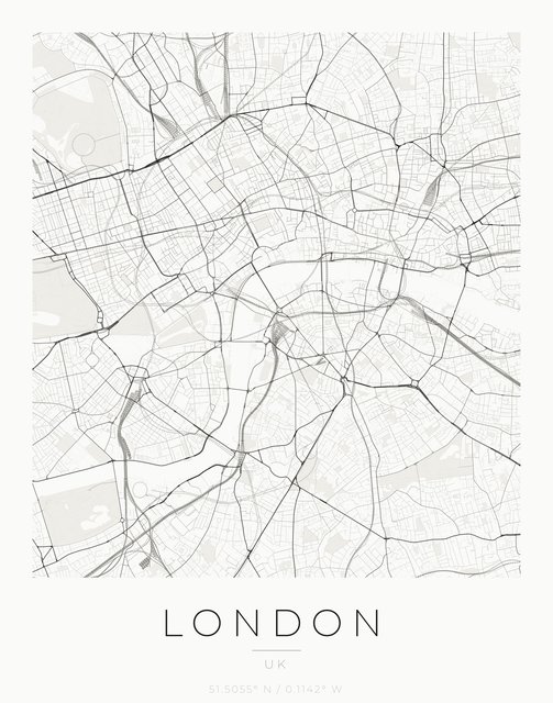 London city map poster, Ink palette