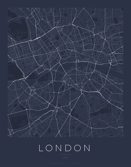 London city map poster, Navy Classic style