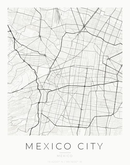 Mexico City city map poster, Ink palette