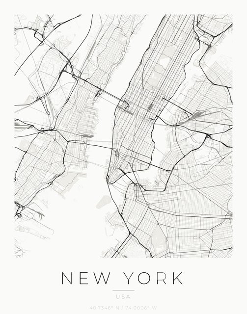 New York city map poster, Ink style