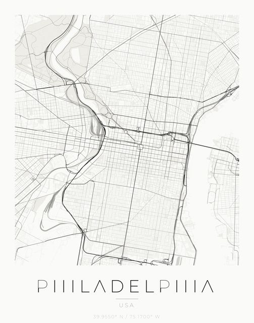 Philadelphia city map poster, Ink palette