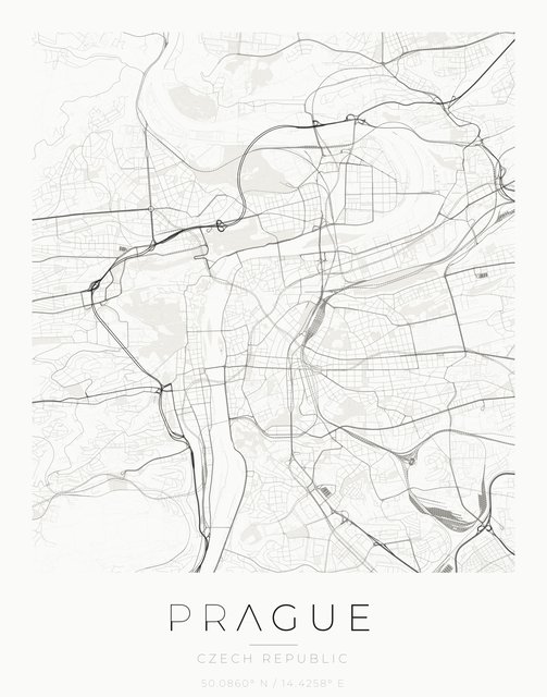 Prague city map poster, Ink palette