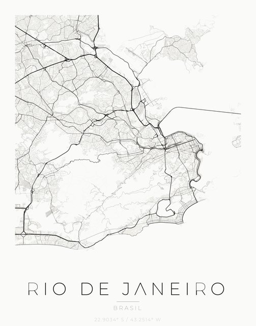 Rio de Janeiro city map poster, Ink palette