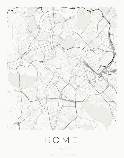 Rome city map poster, Ink palette