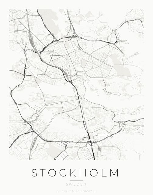 Stockholm city map poster, Ink palette