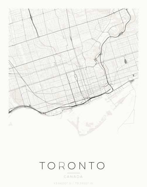 Toronto city map poster, Ink palette