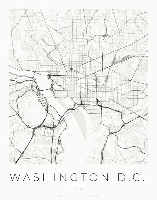 Washington D.C. city map poster, Ink palette