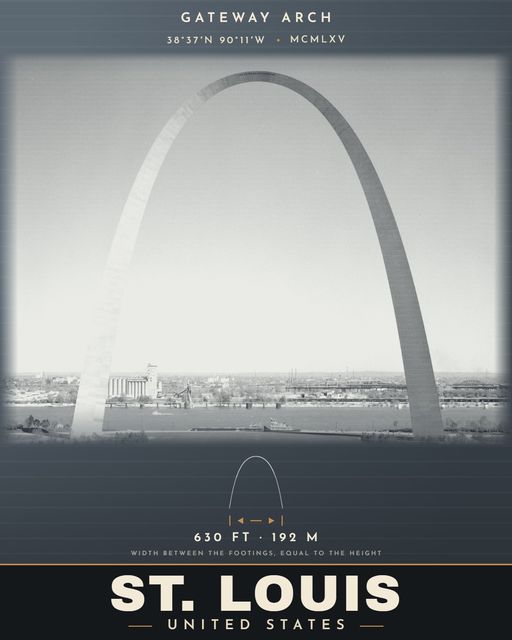 Gateway Arch landmark poster, Saturn Series, archival photograph with LiDAR measurements